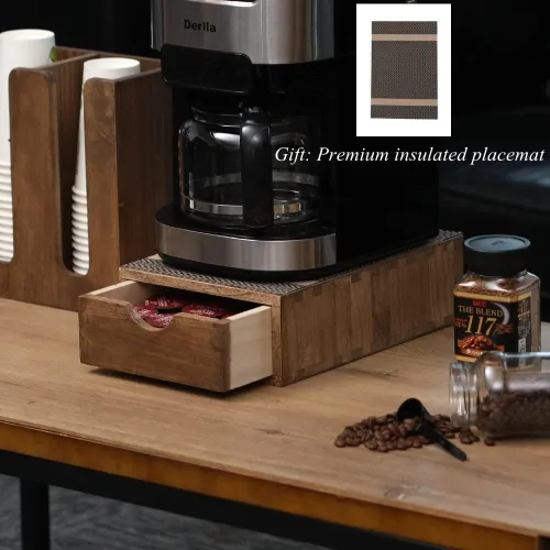 Miniatura 4 de DDYURI Soportes para cápsulas de café de 1 capa y 1 cajón, marrón oscuro (CF1D1C-DK)