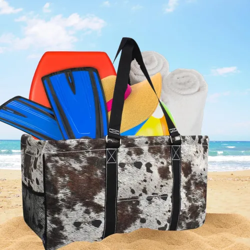 Miniatura 170 de NGIL Bolsa de comestibles reutilizable extra grande plegable de gran tamaño para comestibles, almacenamiento, picnic, playa, Bronco-negro occidental