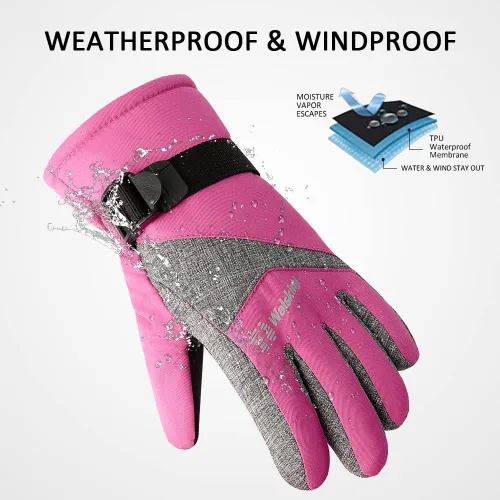 Miniatura 2 de Walsking Guantes de invierno para niños, resistentes al agua, para esquí, clima frío, aislados, para snowboard, para niños, niñas y jóvenes