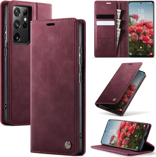 Miniatura 92 de Funda tipo cartera para iPhone 13 de piel tipo cartera con tarjetero y función atril, cierre magnético, bloqueo RFID, TPU a prueba de golpes