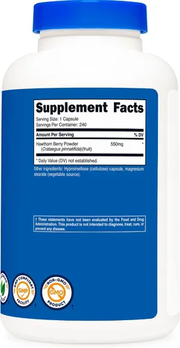 Miniatura 5 de Nutricost Cápsulas de bayas de espino de 550 mg, 240 cápsulas, aptas para vegetarianos, sin OMG y sin gluten