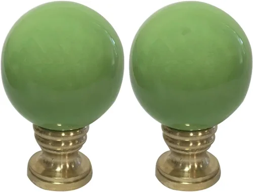 Miniatura 10 de Royal Designs Esfera de cerámica de 1.75 pulgadas para pantalla de lámpara, blanco, base de latón pulido