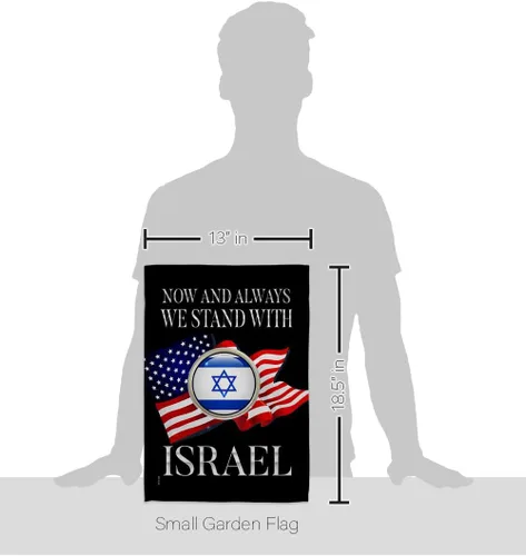 Miniatura 2 de Israel Flag Paquete de 2 banderas con texto en inglés «We Stand» para exteriores, tapiz, pared, habitación, póster de bandera israelí, campamento