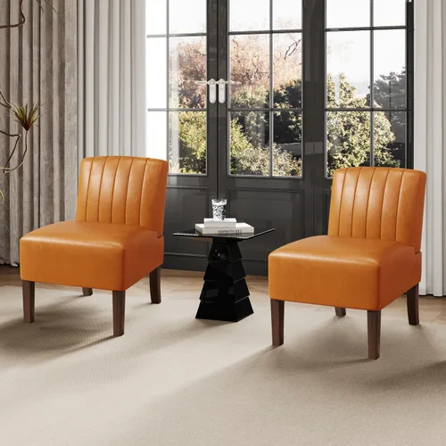 Miniatura 20 de VIRRMO Sillas de Acento sin Brazos para Sala de Estar, Silla Slipper Moderna Sillas de Sala de Estar con Patas de Madera Sólida, Silla de Tocador