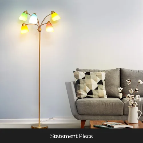 Miniatura 6 de Brightech Medusa - Lámpara de pie LED. Lámpara de pie ajustable con múltiples cabezales para sala de estar, dormitorio o habitación de los niños.