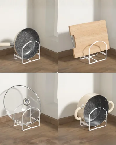 Miniatura 8 de LINFIDITE Paquete de 2 soportes organizadores de platos de cocina para gabinete, ahorrador de espacio, estante de almacenamiento de platos Negro