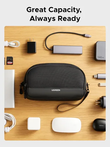 Miniatura 2 de UGREEN - Bolsa Organizadora de Electrónica para Viaje, Estuche Multifuncional Portátil para Cables, Cordón, Tarjeta SD, Auriculares, Cargador