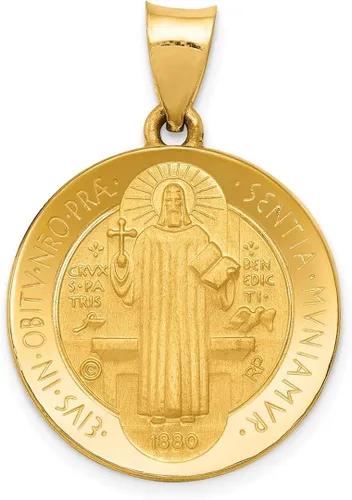 Miniatura 9 de Collar con dije de medalla de San Benito de oro amarillo de 14 quilates joyería fina religiosa Sared de Jesús regalos para mujer