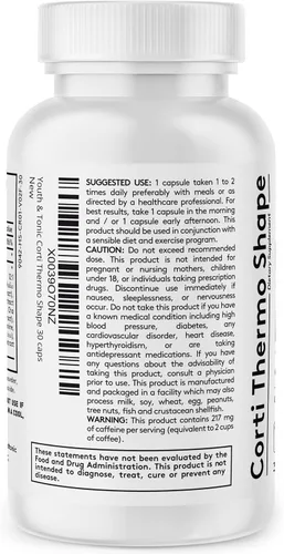 Miniatura 8 de Youth & Tonic Thermogenic Corti Thermo Shape 15 Day Colon Cleanser & ACV Detox para desintoxicación de energía y metabolismo 90 pastillas