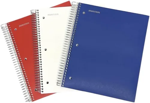 Miniatura 15 de Mintra Office Cuadernos de espiral duraderos, paquete de 3 materias (lavanda, salmón, salvia, rayado universitario)