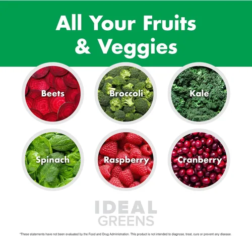 Miniatura 6 de NutraOne Ideal Greens Suplemento en polvo de verduras antioxidantes y ricos en nutrientes (baya natural - 30 porciones)