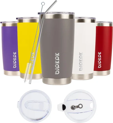 Miniatura 25 de BJPKPK - Vaso de 30 onzas con tapa y pajilla, de acero inoxidable con aislamiento de doble pared al vacío, color azul marino A-Azul Marino-30oz