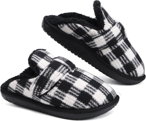Miniatura 6 de COFACE Pantuflas suaves de espuma viscoelástica para mujer, con soporte de arco a cuadros, cálidas, para invierno, antideslizantes, para interiores