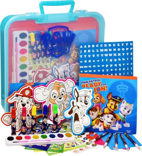 PAW Patrulla - Juego de libros para colorear y actividades, kit de arte de manualidades sin desorden para niños, incluye bloc de dibujo, marcadores,
