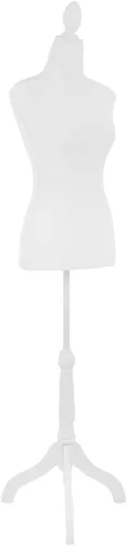 Forma de vestido de maniquí de 49.6 a 63.7 pulgadas, altura ajustable, cuerpo de maniquí, espuma de alta densidad con trípode de madera, base de