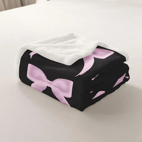 Miniatura 4 de Erosebridal Black Pink Bow Fleece Throw Blanket 40"x50" - Ultra-Soft for Couch Sofa Bed,Kawaii Cool Bowknot Sherpa Blanket,Princess Style Fuzzy