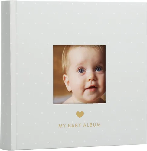 Pearhead Álbum de fotos para bebé, libro de recuerdos para nuevos y futuros padres, accesorio para bebé de género neutro, regalo ideal para baby gris