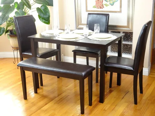Miniatura 3 de Mesa rectangular clásica de madera maciza moderna en acabado negro espresso