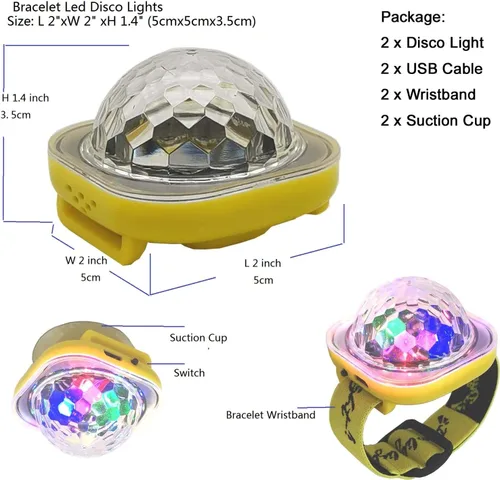 Miniatura 2 de 2 luces LED de discoteca para pulsera, 5 modos, estroboscópico, ambiente para decoración de habitación, automóvil, cumpleaños, boda, club, Navidad