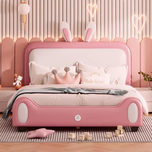 Miniatura 12 de Quarte Sofá cama tapizado de tamaño individual con cabecero clásico en forma de rayas, bonita cama de plataforma para niños y niñas