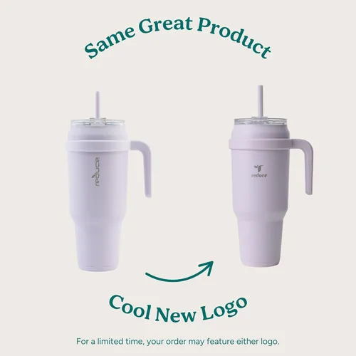 Miniatura 2 de Reduce Vaso de acero inoxidable de 50 onzas con asa, doble pared aislada al vacío, taza de viaje, tapa a prueba de sudor y popote reutilizable