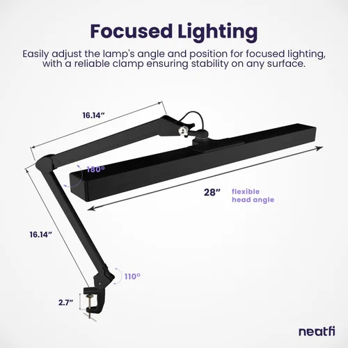 Miniatura 7 de Neatfi Lámpara de escritorio LED ultra de 3000 lúmenes con abrazadera, luz de monitor regulable de 30 W, 5 niveles de brillo y 5 modos de luz