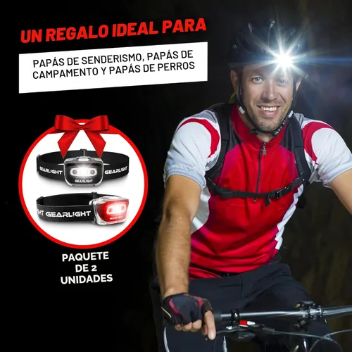 Miniatura 3 de GearLight Paquete de 2 faros LED – Lámparas de cabeza de camping al aire libre con diadema ajustable – Linterna ligera con batería brillante con 7