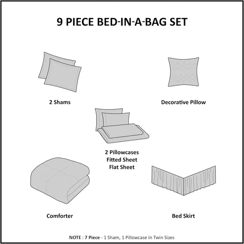Miniatura 6 de Madison Park Essentials Cómodo edredón de cama en una bolsa con juego completo de sábanas de algodón - Diseño floral moderno para todas