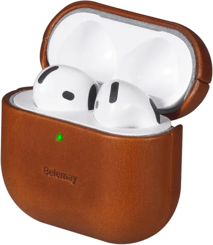 Miniatura 9 de Belemay Funda hecha a mano de cuero curtido vegetal de grano completo para AirPods Pro 3ª generación (2025), elegante efecto de dos tonos, pátina