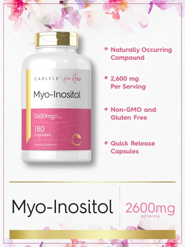 Miniatura 4 de Carlyle Myo-Inositol Suplemento para mujer 2600 mg 180 cápsulas Soporte extra fuerte para ella Sin OMG, sin gluten