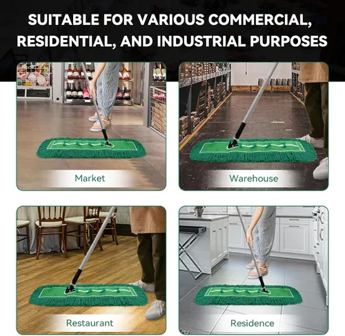 Miniatura 5 de Cabezal de trapeador de polvo comercial de 48 pulgadas: barredora resistente de repuesto y cabezal de limpieza industrial para limpieza de suelos