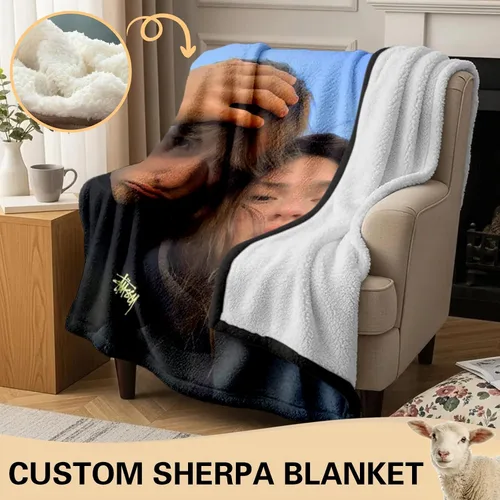 Miniatura 2 de Mantas de fotos Sherpa más gruesas personalizadas con fotos cálidas, manta de forro polar para Navidad, cumpleaños, día de San Valentín, regalo