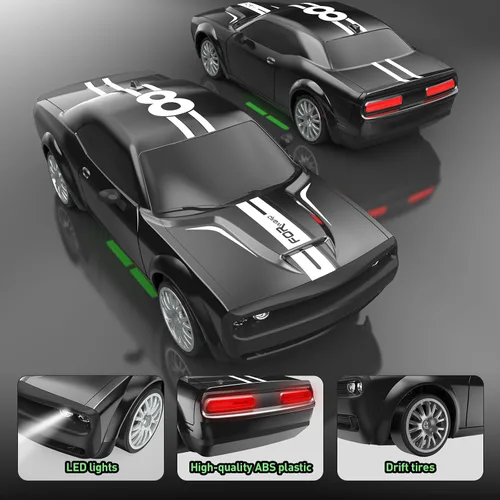 Miniatura 3 de Coche de control remoto 4WD RC Drift Car 2.4GHz escala 1:20 20 KM/H auto de carreras de alta velocidad con 2 baterías recargables, luces LED, 50