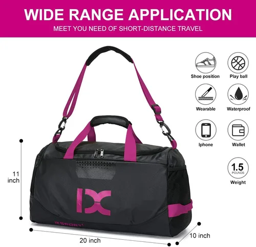 Miniatura 6 de Sports Gym BagINOXTO Travel Duffel Bag with Dry Wet Pocket And Shoe CompartmentFor Women and Men40L Fitness Waterproof Weekender Bag For Swim Sports