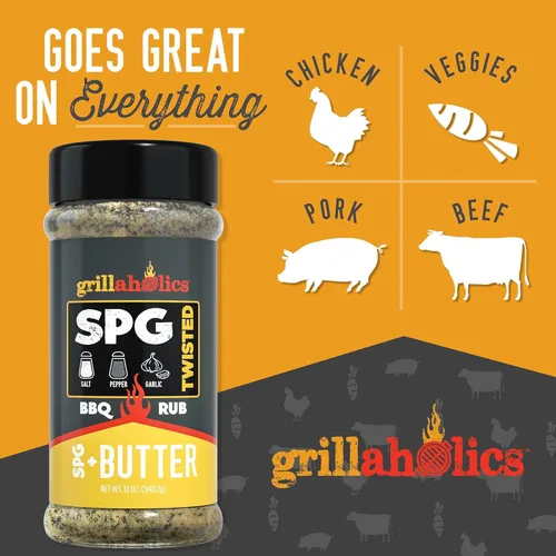 Miniatura 3 de Grillaholics SPG Condimento con mantequilla – Condimento para carne de mantequilla de ajo y barbacoa – Sal, pimienta y ajo premium multiusos