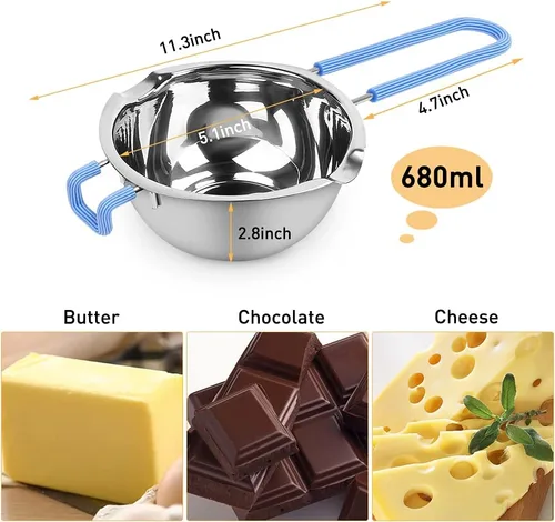 Miniatura 3 de Juego de ollas de doble caldera de 680M, ollas de chocolate de 0.7 cuartos de galón y olla de acero inoxidable de 54.1 fl oz/1.7 cuartos de galón