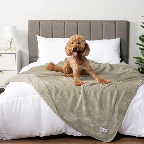 Miniatura 33 de PETAMI Manta impermeable de forro polar Sherpa para gatos y perros, color beige, talla S