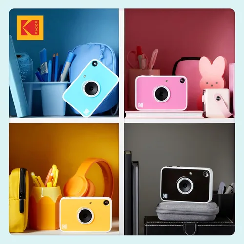 Miniatura 11 de Kodak Printomatic+ Paquete de inicio de cámara digital de impresión instantánea + funda de transporte + papel fotográfico Zink con parte trasera Azul