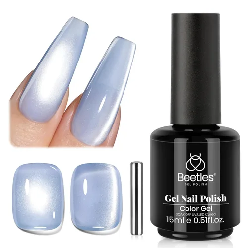 Miniatura 50 de Beetles - Esmalte de uñas de gel ultravioleta semipermanente sin HEMA de alto brillo para manicura francesa y arte de uñas, frasco a juego, blanco