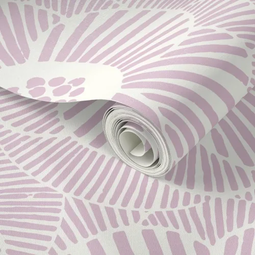 Miniatura 2 de Spoonflower Papel tapiz autoadhesivo de 6 x 2 pies - Florals Blooms Cream Mauve Flower Pale Home Flowers Midcentury Modern Custom Removable Wallpaper