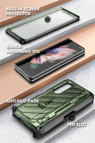 Miniatura 3 de SUPCASE Funda para Galaxy Z Fold 3 con soporte para bolígrafo S (Unicorn Beetle Pro), [protector de pantalla y soporte integrados]