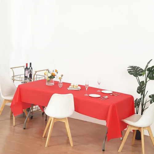 Miniatura 4 de Evershine (Paquete de 12 Cubiertas de Mesa de Plástico Resistente Mantel (Reutilizable) (Rectángulo 54" X 108", Rojo)