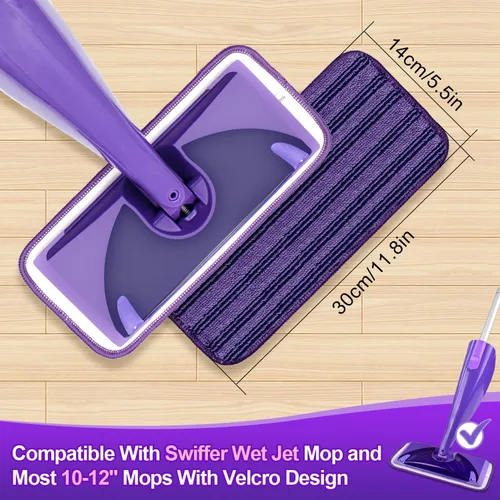 Miniatura 3 de Almohadillas catiónicas actualizadas e innovadoras para Swiffer Wet Jet y la mayoría de trapeadores de velcro de 10, 11 y 12 pulgadas, reemplazo