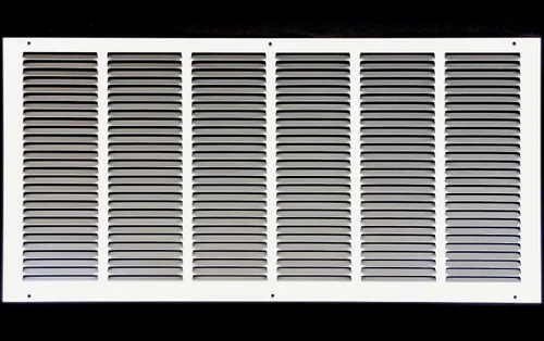 Miniatura 82 de HVAC Premium 30' x 10' [Abertura de conducto] Rejilla de aire de retorno de acero estampado plano - Pared lateral y techo - Cubierta de conducto