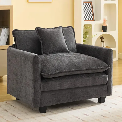 Miniatura 51 de Otomán de Sofá Moderno de Chenille Nube de 35'', Otomán Rectangular para Sofá Seccional Modular, Beige