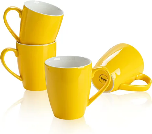 Miniatura 15 de Sweese - Tazas de porcelana para café de 16 onzas (hasta el borde) para café, café con leche, té, cacao, juego de 4, rojo