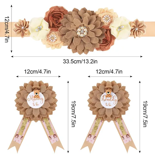Miniatura 7 de Ovveroche Banda de maternidad de oso de peluche para mamá para ser papá para ser papá para ser ramillete, banda de flores para baby shower, vestido