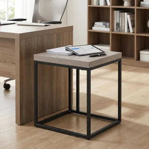 Miniatura 5 de CENSI - Mesa auxiliar/mesa auxiliar de roble lavado gris de 18 pulgadas Extra Thick 1.6" Honey-comb Wood Top, Sofa Table, Modern Industrial, Roble
