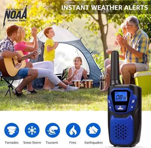 Miniatura 4 de Walkie Talkies para adultos, recargable de largo alcance Walky Talky con baterías y cargador, radio portátil de dos vías con alerta meteorológica