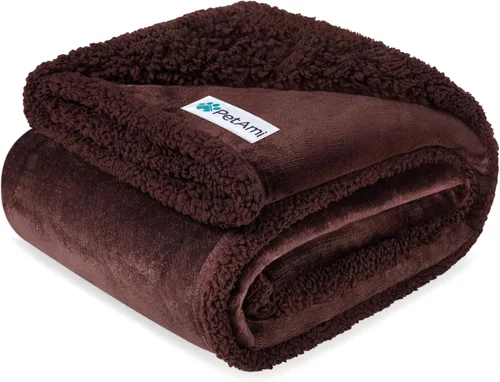 Miniatura 11 de PetAmi - Manta impermeable para perros medianos, cachorros, gatos pequeños Manta suave de forro polar Sherpa para mascotas, para sofá, sofá, funda